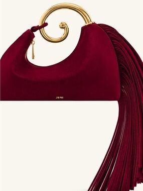 NWT JW PEI Red Suede Fringe Bag with Gold Handle